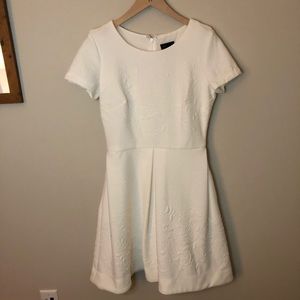 White Short Sleeve Fit & Flair Dress